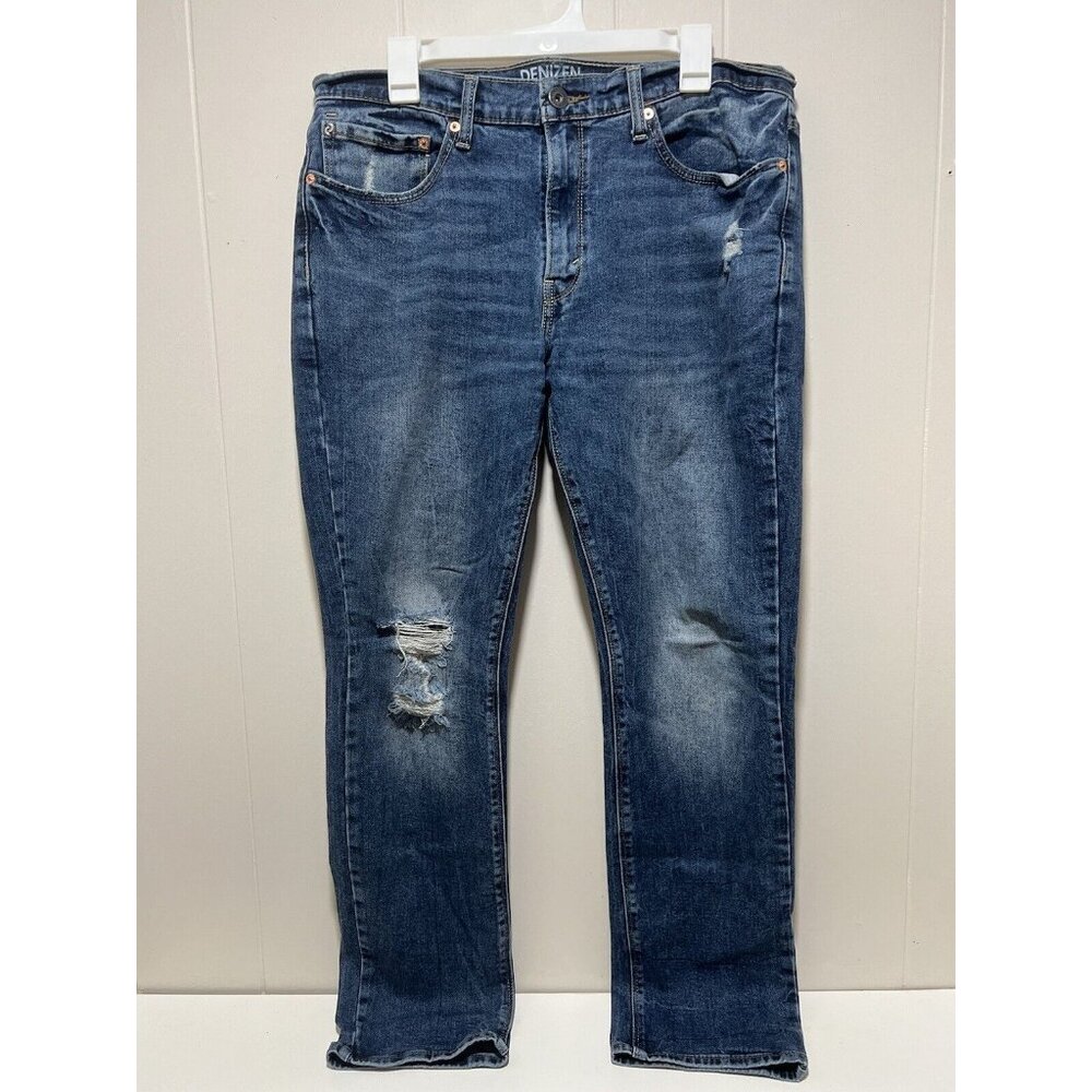 Men's Levis Denizen 283 Size 36x32 Slim Straight Fit Light Wash Blue Denim Jeans